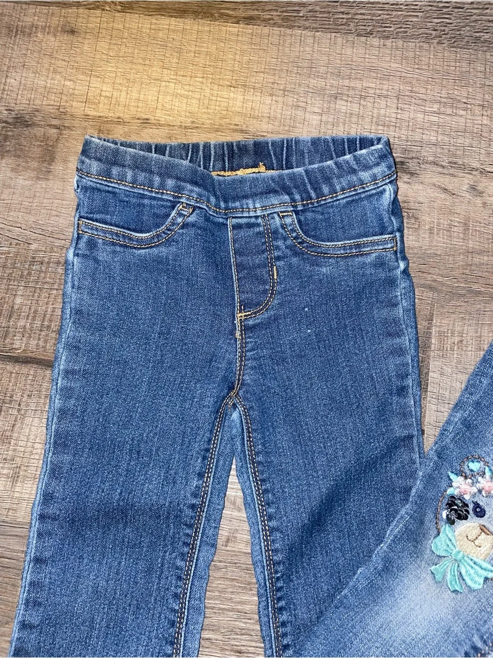 Carter's Girls 2T Flare Jeans Squeeze 3T Jeans Floral Bears Toddler 2 Pair
